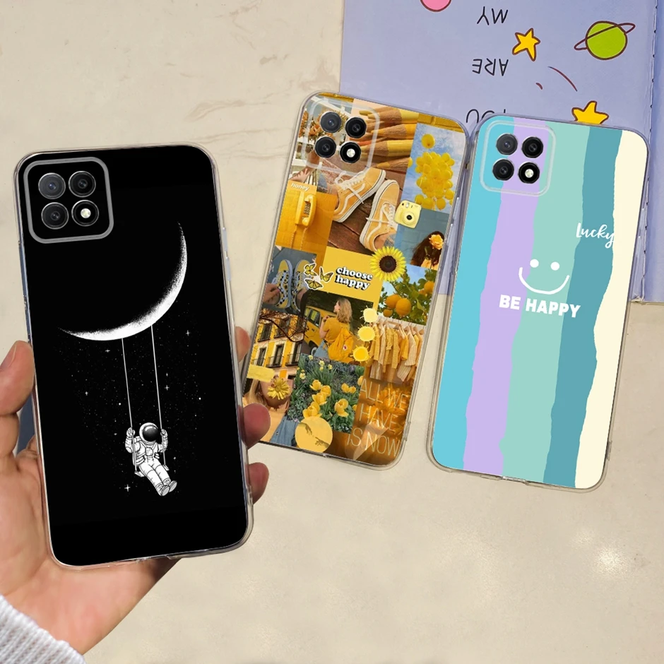 Чехол с цветочным рисунком для OPPO A72 чехол телефона Прозрачный бампер из ТПУ A53 A73 A