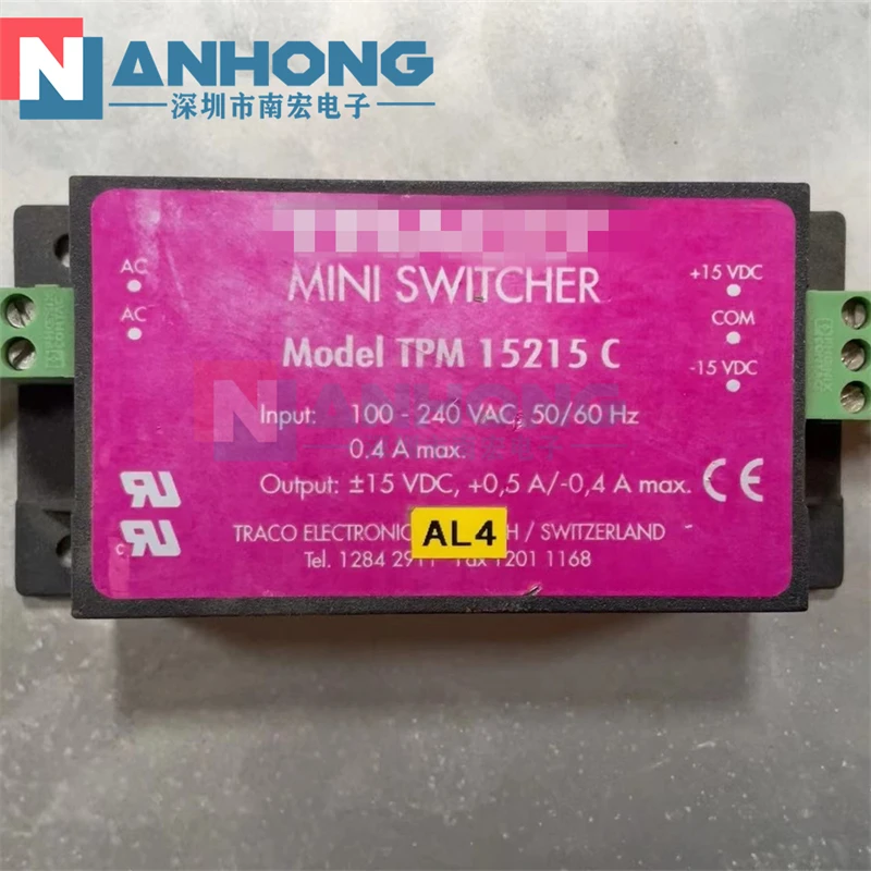 

TPM15215C Power-Module Input:100-240VAC 50/60 Hz 0.4A max. Output:±15VDC,+0.5A/-0.4A max.
