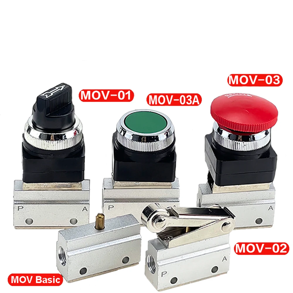 

MOV-01 MOV-02 MOV-03 MOV-03A Pneumatic Mechanical Valve Pneumatic Valve 2 Way 2 Position 1/8" Thread Push Button Switch