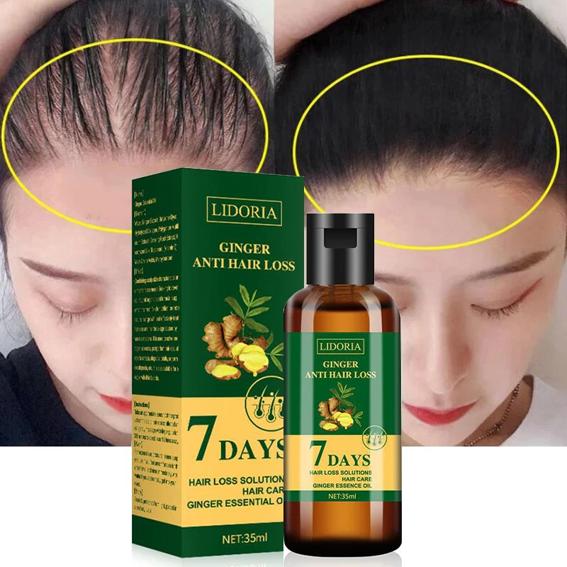 

7 DAYS Hair Growth Essential Oils Ginger Hair Loss Treatment Serum Prevent Hair Thinning Dry Frizzy Repair Nourish for Women Men