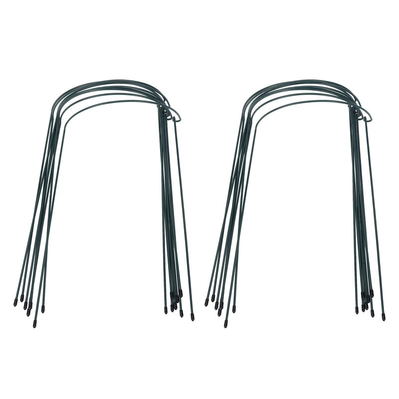 Plant Support Stake, 16-Pack Half Round Metal Garden Plant Supports, Green Garden Plant Support Ring, Garden Border
