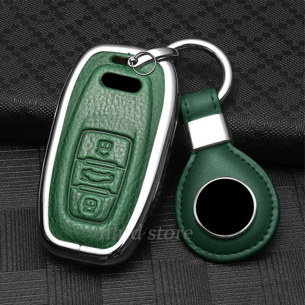 

Premium Leather Metal Car Remote Smart Key Cover Case Fob Bag Holder Shell Fit For Audi A5 A6 A7 A8 Q3 Q5 Q7 S5 S3 Accessories