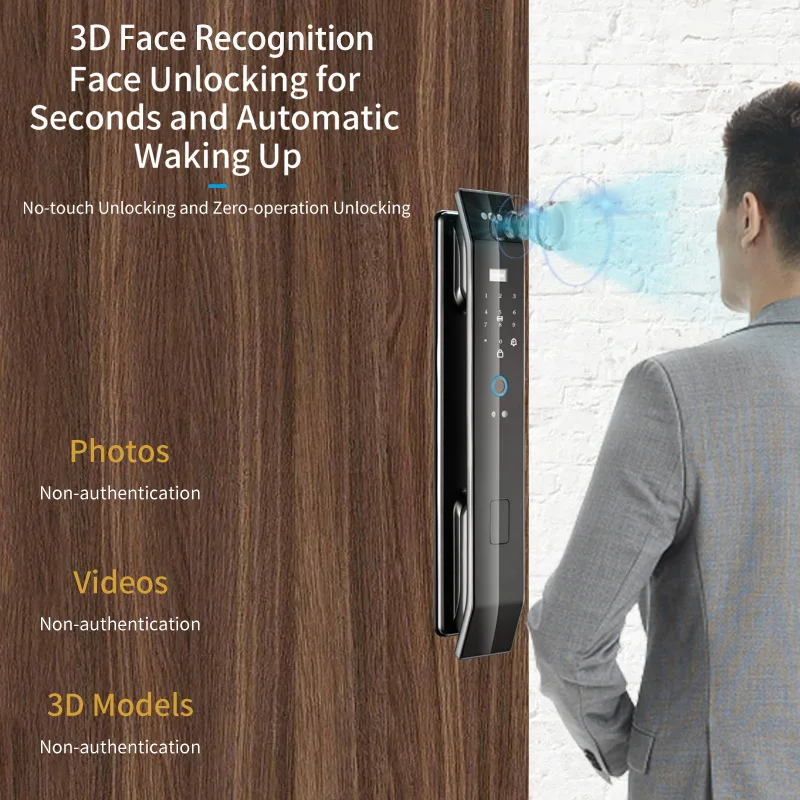 Фото XSDTS DF14 Tuya 3D Face Домофон в реальном времени Умный дверной замок Камера безопасности Интеллектуальный отпечаток пальца Разблокировка ключа с паролем №3