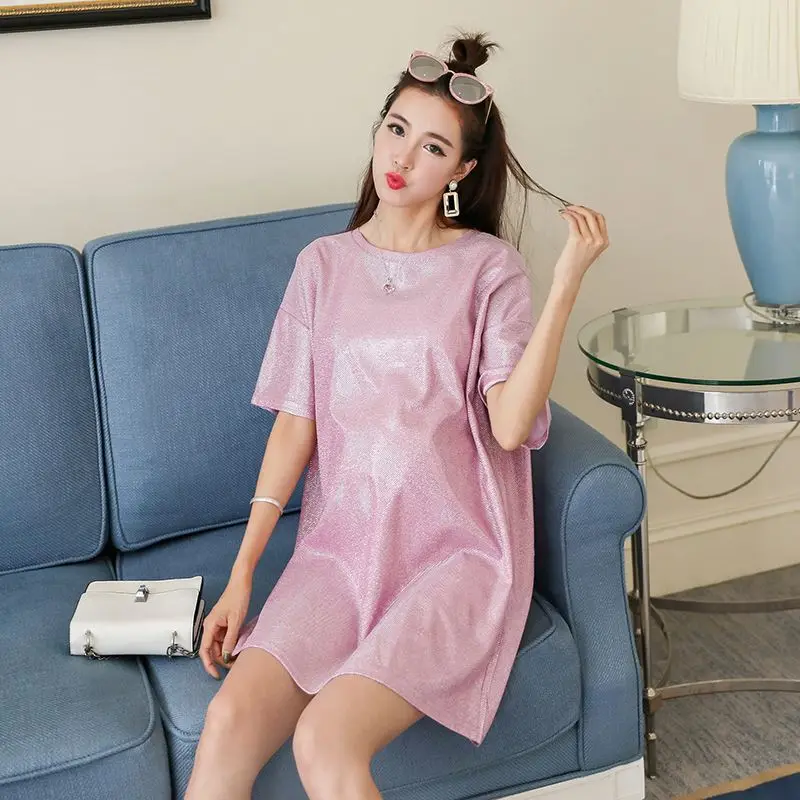 

pink Maternity Pregnant Baby Loading 2022 Funny Women T Shirt Girl Shirt New Mom Big Size Clothes