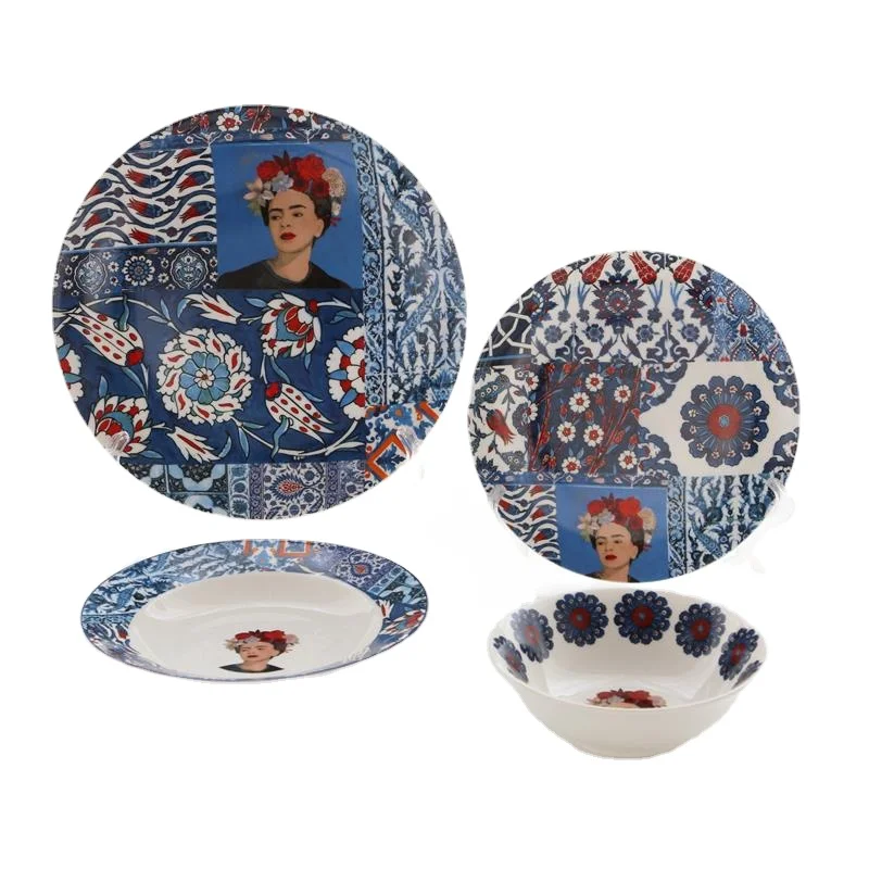 

Italian style premium western food plate bowl ceramic set art plate tableware gift kitchen plates sets
