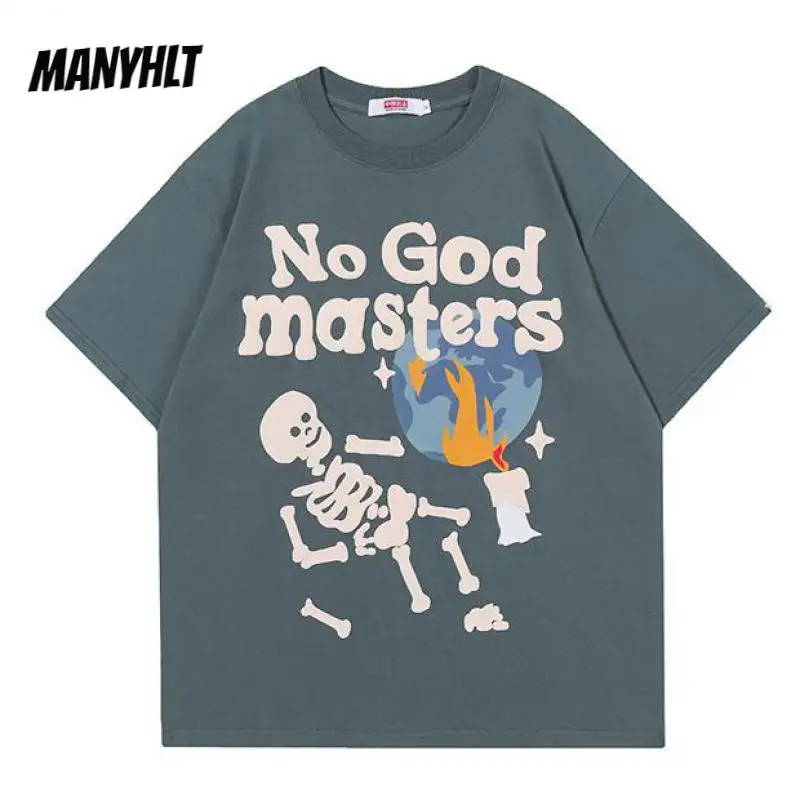 

Футболка мужская с принтом черепа, уличная одежда в стиле хип-хоп, хлопковая тенниска с короткими рукавами, повседневная майка с надписью в ...