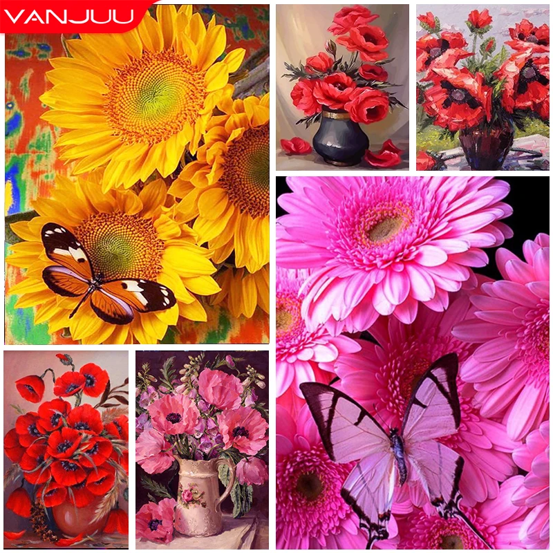 

5D DIY Diamond Painting Flower Butterfly Diamond Mosaic Full Round Diamond Rhinestone Embroidery Cross Stitch Kit Home Decor