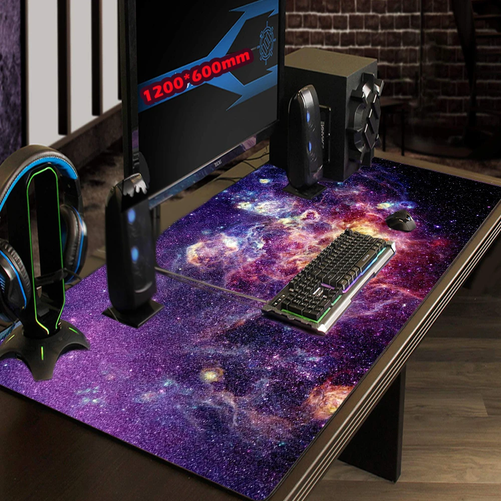 Universe Purple Mousepad Starfield Large Rugs Galaxy Mouse Ped Gamer Milky Way Mause Pad Space Office Accessories Desk Mat 120cm