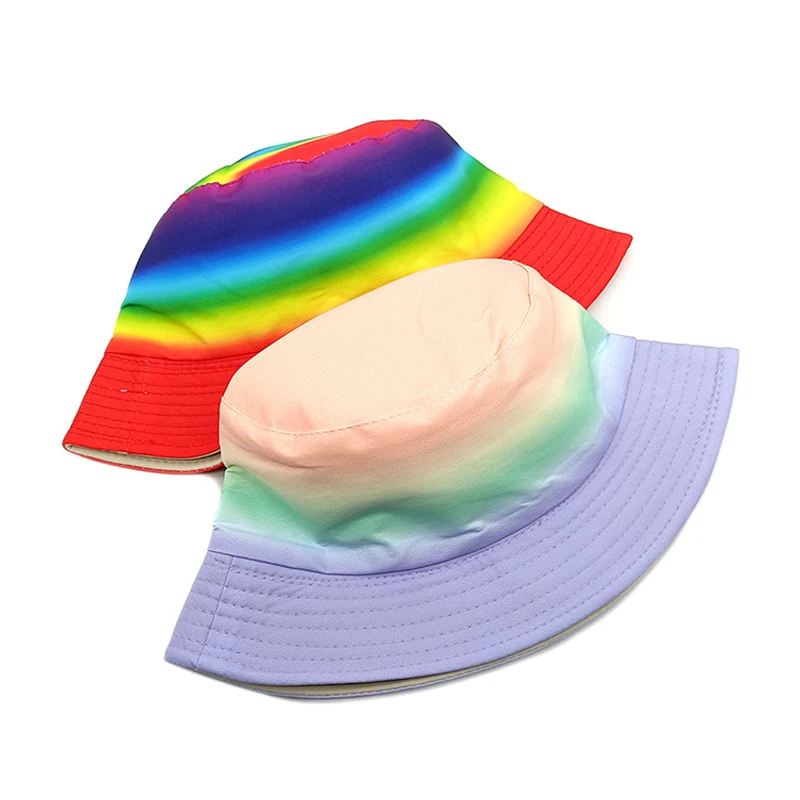 Панама детская Радужная головной убор для мальчиков и девочек двусторонняя