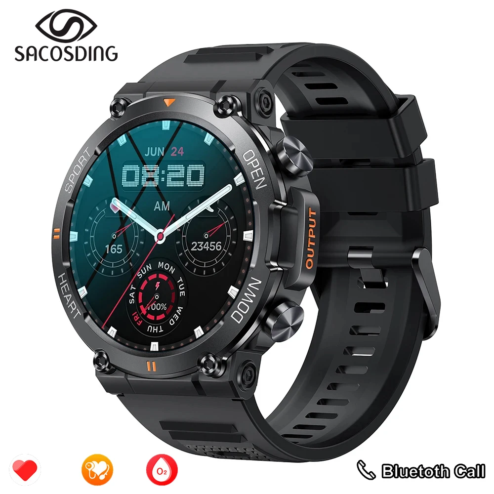 

SACOSDING Smart Watch Men IPS Screen Bluetooth Call Wrist Watch 24 Sports Modes 400mAh Battery Clock Smartwatch For Men 2023 New