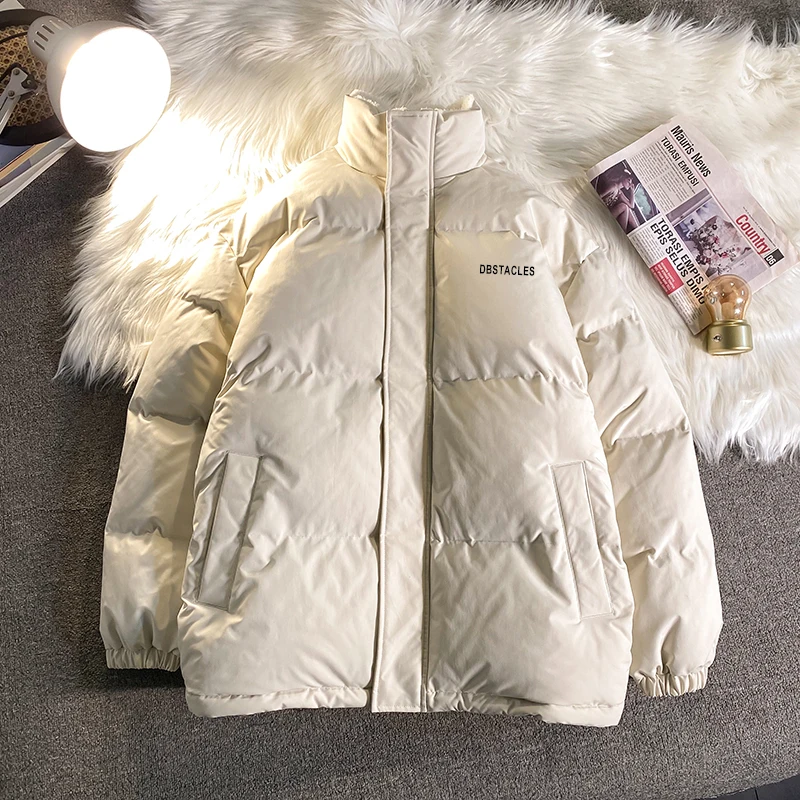2022 New Winter Jacket Men Casual Loose Thicken Fleece Warm Mens Parkas Solid Stand Collar Men Winter Jacket