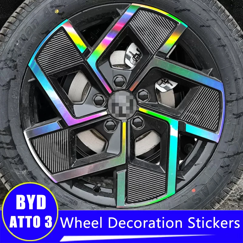 

Car Wheel Decoration Stickers for BYD ATTO 3 EV YUAN PLUS Auto Exterior DIY Patch Protection Sequin Modification Laser Hub