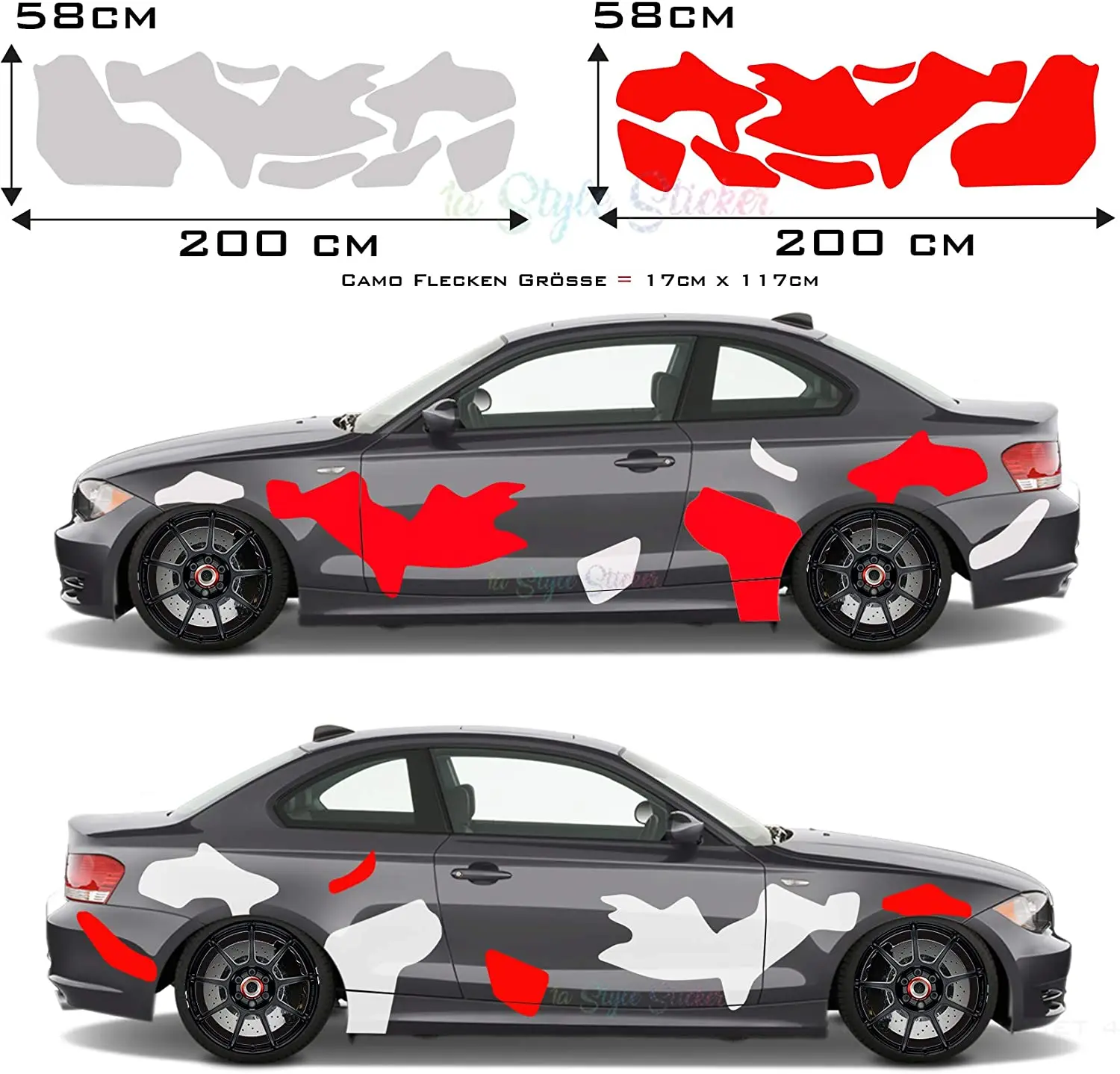 

Auto Camouflage Tarn Aufkleber Kuh Haut Seitenaufkleber Car Tattoo, Style Verkleidung CAMO Flecktarn Tuningaufkleber