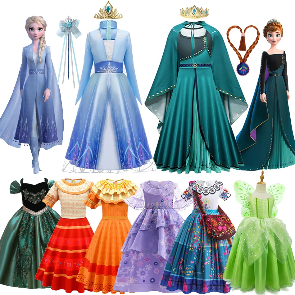 Frozen Girls Dress Elsa 2 Cosplay Costume Encanto Mirabel Kid Fancy Isabela Children Gowns Princess Vestidos Snow Queen Disney