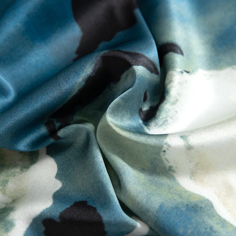 High Quality Ink Printing and Dyeing Pieding 6A Silk Stretch Satin Anti-Wrinkle Hand-Painted Skirt Spring New