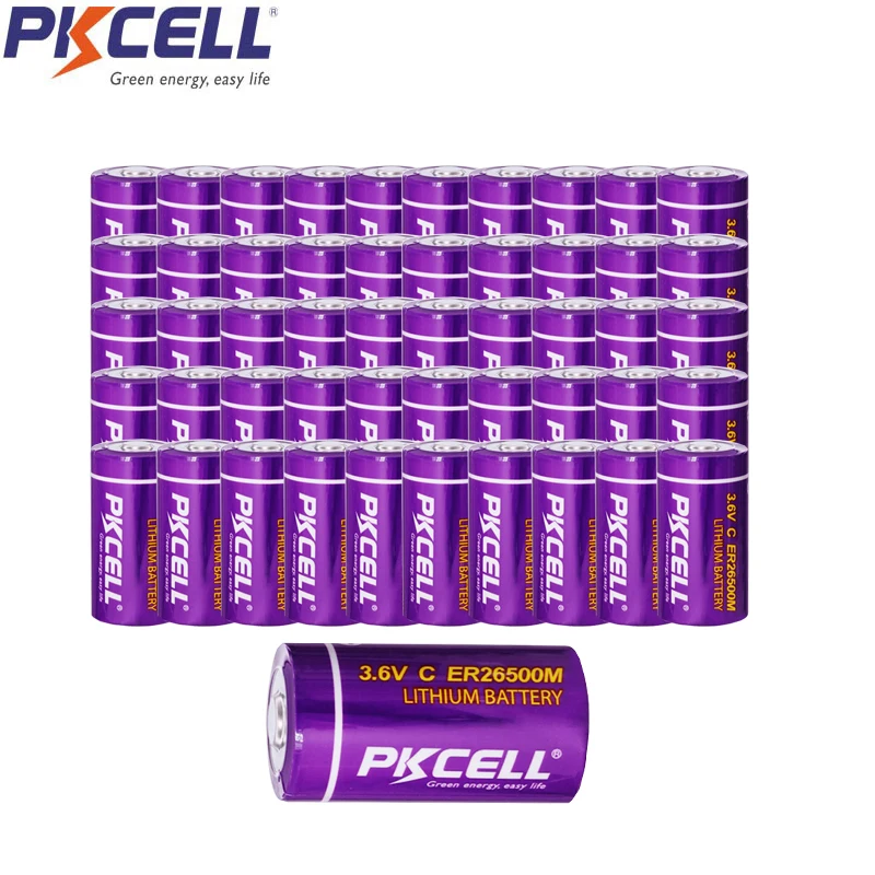 

Литиевые батареи PKCELL ER26500M, 50 шт., 3,6 В, 6500 мА · ч, размер Li-SOCl2 (тип питания), ER26500