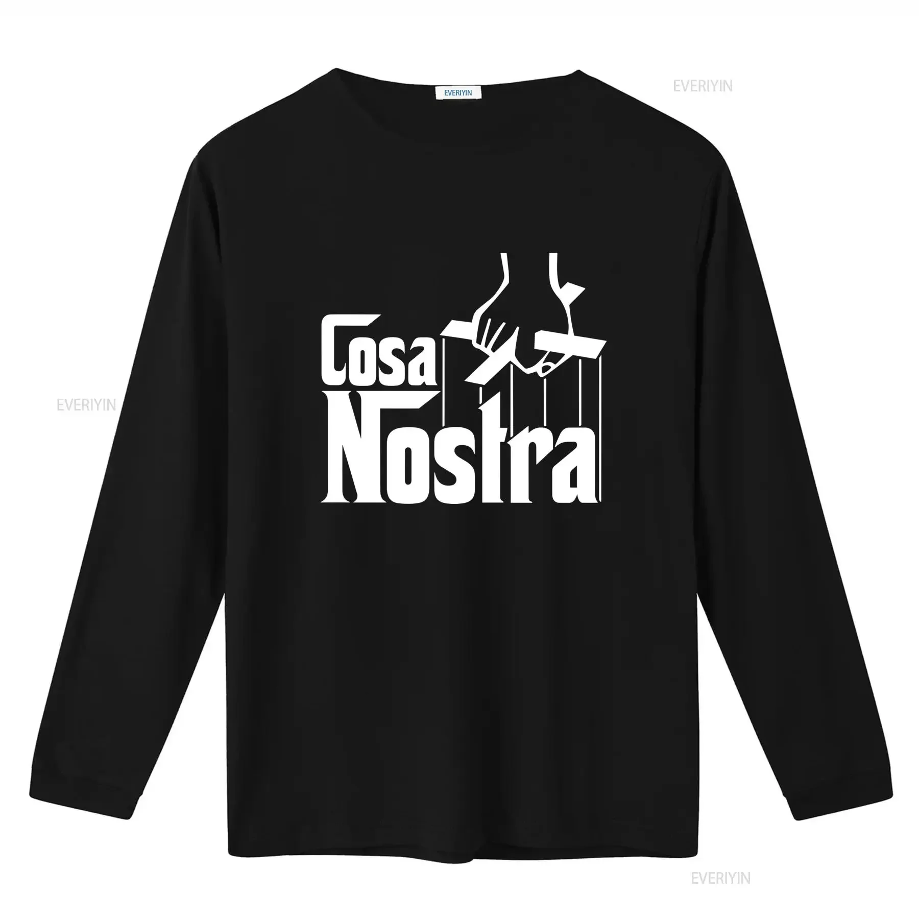 Фото Мужская радужная футболка с ярким надписью Cosa Nostra, легкая, стандартного кроя, с круглым вырезом, на любой сезон, в стиле кэжуал и винтаж. №3