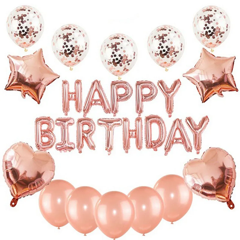 

Rose Gold Wedding Birthday Party Balloons Happy Birthday Letter Foil Balloon Baby Shower Anniversary Event Party Decor Supplies