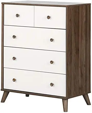 

5-Drawer Chest-Natural Walnut and Pure White