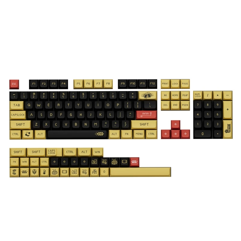 

134 Keys Keycaps XDA Height PBT Dye Sublimation Keycap Drunk Beer For GK61/64/68/108 Mechanical Gaming Keyboard