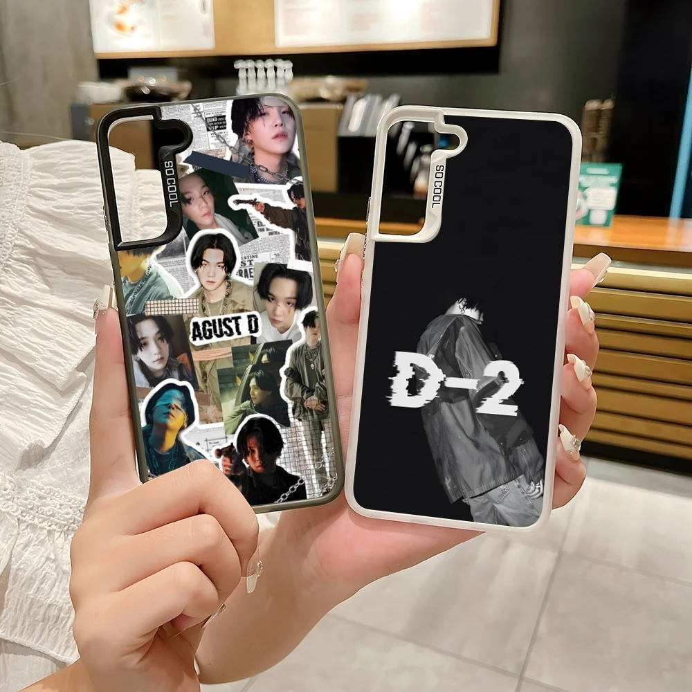 Agust D Suga King Cute Phone Case Colored Silver Trendy For Samsung S 22 23 24 Note 20 Ultra Plus PRO FE Cover