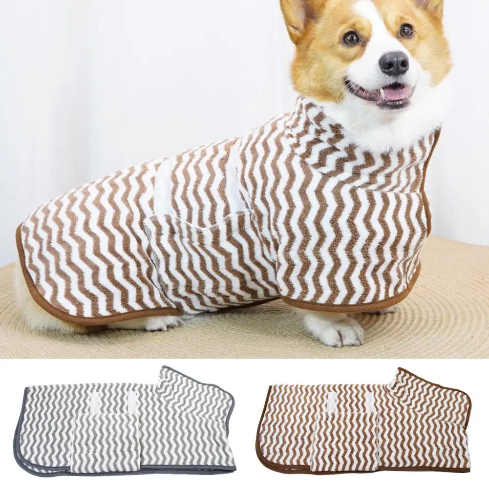 

Pet Towel Soft Comfortable Water Absorption Easy-wearing Wavy Pattern Pet Dog Drying Bathrobe Pet Supplies