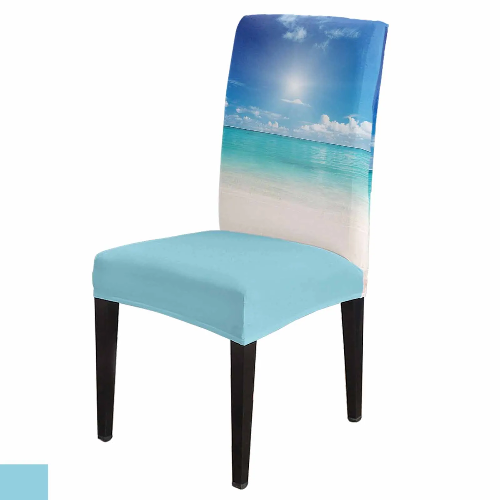 

Синее Приморское пляжное кресло с облаками, эластичное стрейчевое кресло из спандекса для столовой, офисное кресло