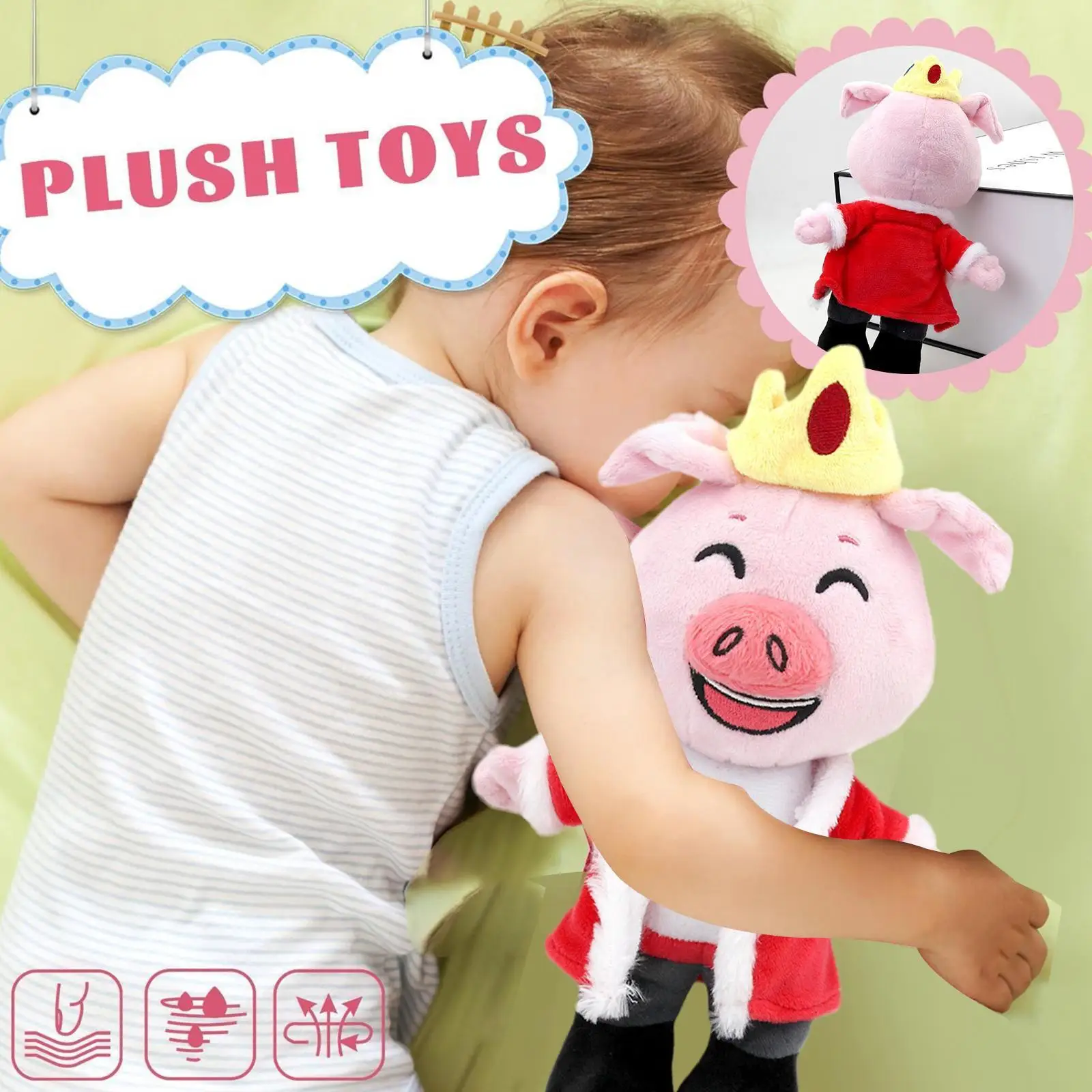 

25CM Cartoon Pig Plush Doll Toy Soft Stuffed Squishy Pig Dolls For Kid Birthday Gifts P0B3