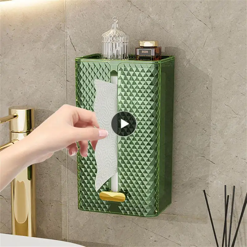 

Nodic Transparent Napkin Paper Case Plastic Punch-free Paper Towel Napkin Storage Box Paper Organizer Adhesive Tissue Box