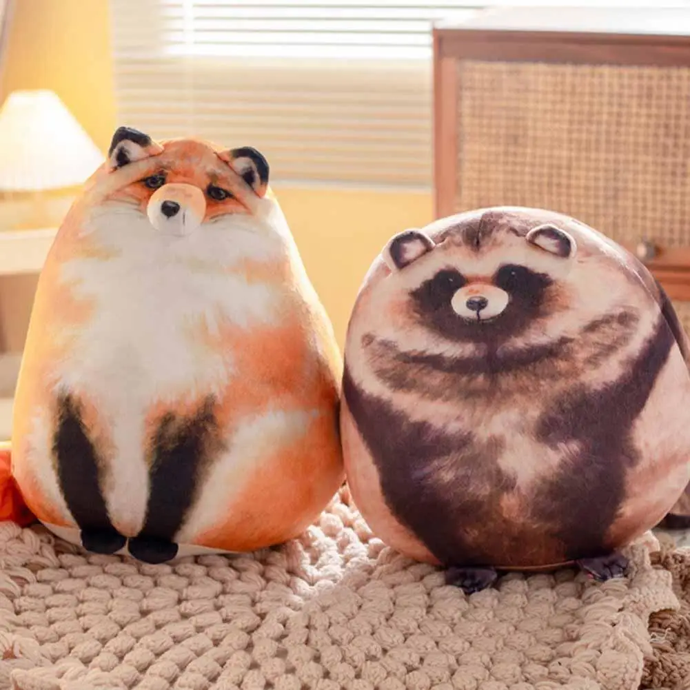 

3D плюшевая подушка в виде кошки, лиса, плюшевая подушка, енот, мягкие плюшевые животные, плюшевые игрушки, кукла, милый котенок, плюшевая декоративная подушка, подарок для W1N3