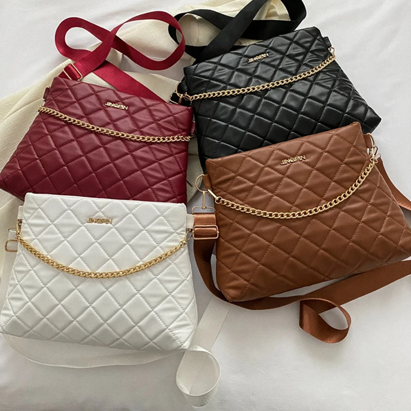 Chain Crossbody Bags for Women Lingge Embroidery Casual Female Purses and Handbags Fashion Ladies Shoulder Bag 2023 New bolsos