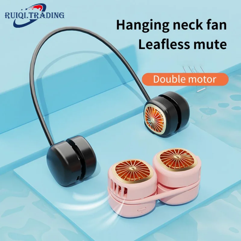 2023 New Lazy Adjustable Portable Hanging Small Neck Fan Bladeless Outdoor Sports Mini Fan USB Ultra-quiet Cooling Fan