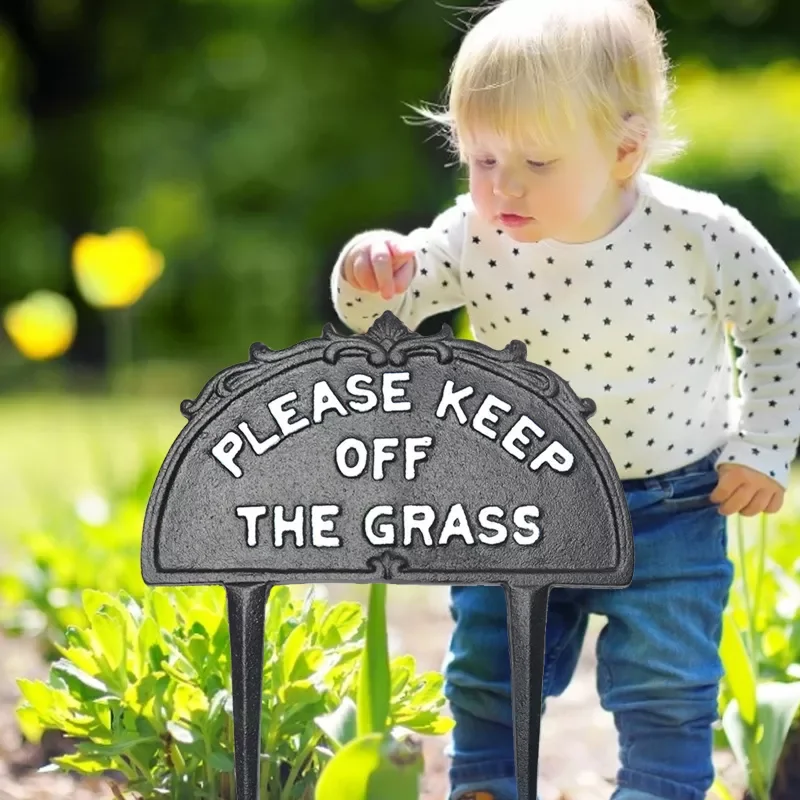 

Cast Iron Garden Yard Sign Please Keep Off The Grass Sign With Stake Yard Sign Inserted European Grass Yard Garden Decoration