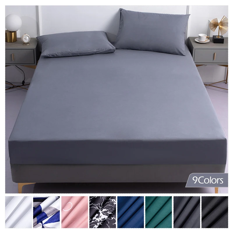 

100% Waterproof Mattress Cover With Deep Pocket Solid Color Anti-mite Fitted Bed Sheet Mattress Protector Bed Cover King Queen