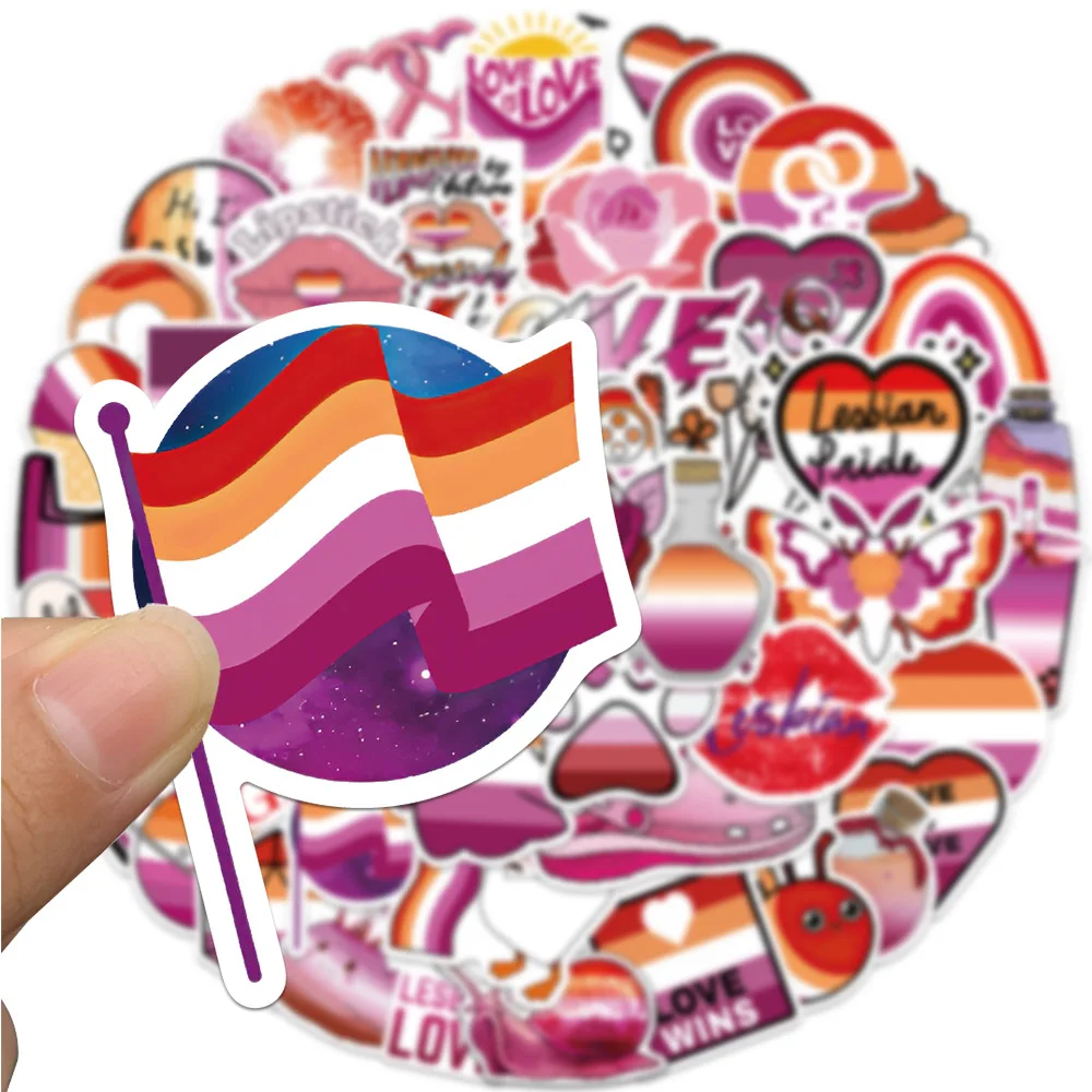 

10/50Pcs Lesbian Colorful Rainbow Stickers Aesthetic Laptop Water Bottle Waterproof Graffiti Decal Sticker Packs Kid Toy