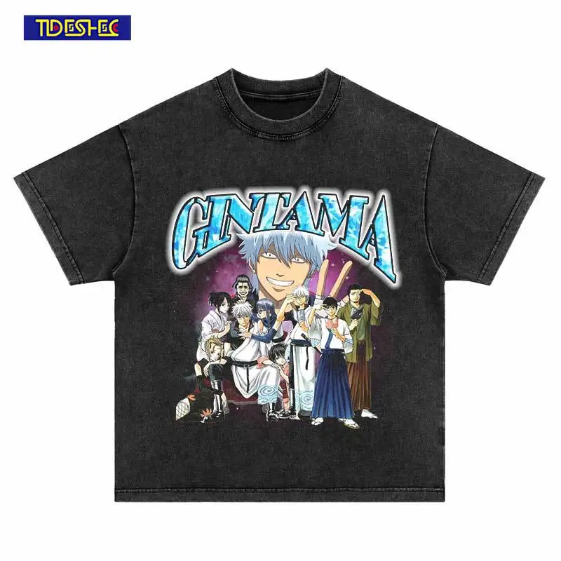 

Washed Vintage DTG Printed T-shirt Hip Hop Streetwear Comic Tshirt Men Japanese Anime Graphic T-shirt COTTON Tees Tops T Shirt