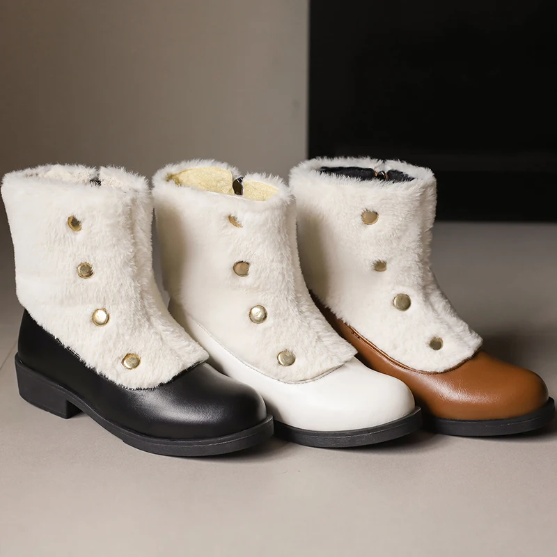 Женские зимние ботинки ручной работы Mstyle на массивном каблуке с боковой молнией