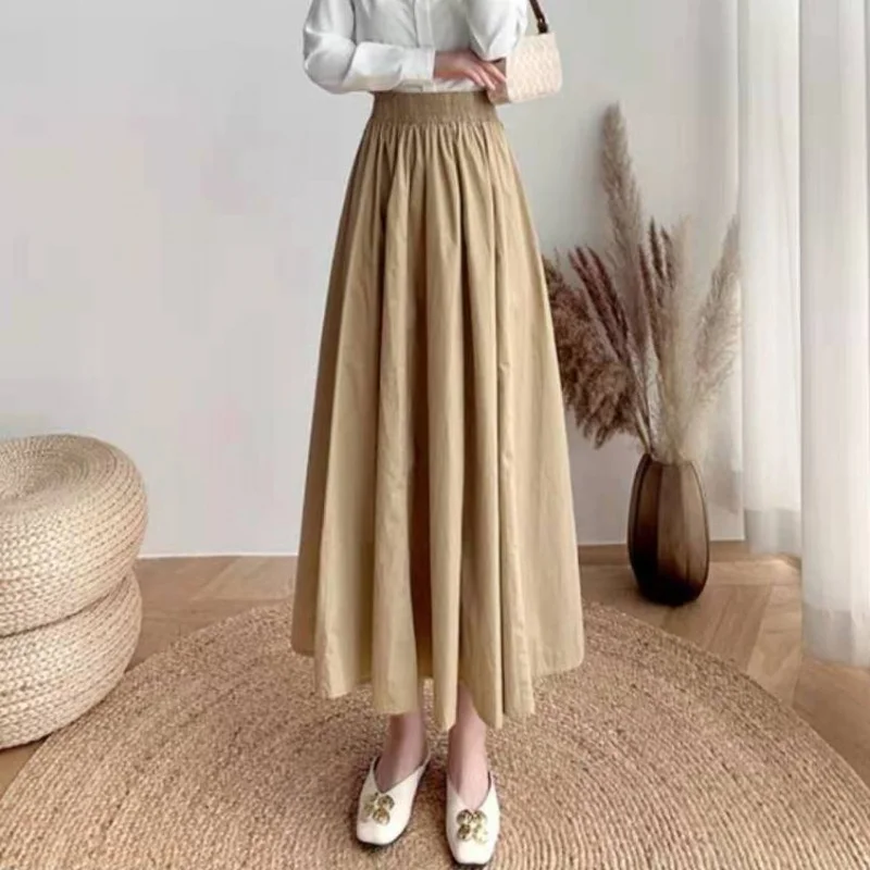 Midi Skirt Women's Summer Skirt 2023 Women's Stylish Skirts French Large Size Grace Fashion Japanese Pleated dress for female
