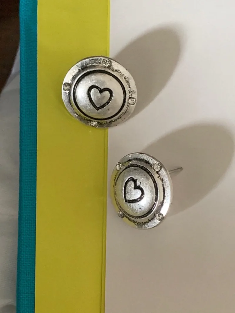 

LONDANY earrings Medieval silver vintage geometric circles paired black heart earrings