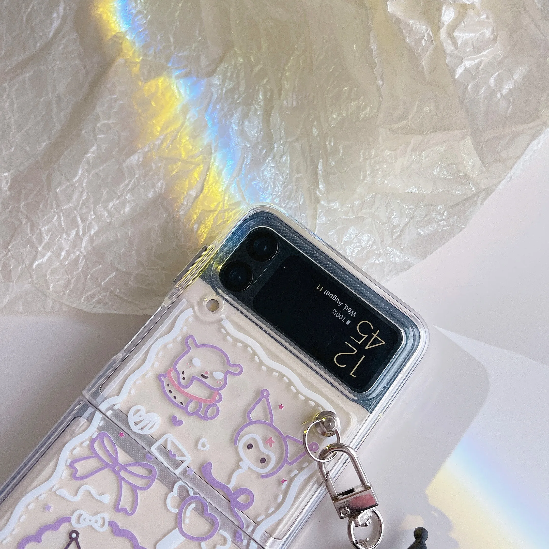 Sanrio kuromi my melody cinnamoroll Phone Case For Samsung Galaxy Z Flip 3 4 5G ZFlip3 ZFlip4 Flip3 Flip4 3D Doll ornament Cover images - 6