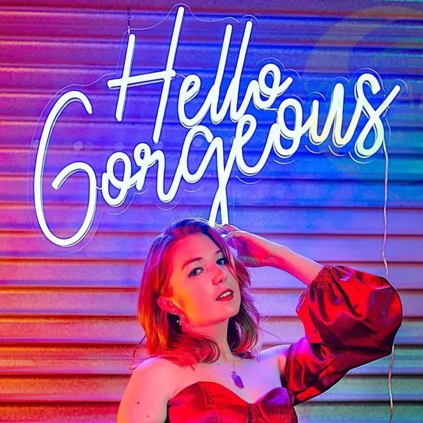 

HELLO GORGEOUS Neon Sign, Custom Neon Sign Lights Room Decor Bedroom Wall Decor Home Decor Personalized Gifts