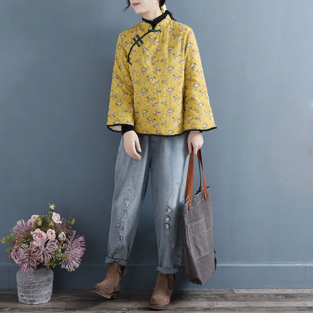 Осень 2024 женский винтажный костюм Тан с цветочным принтом рубашка женское зимнее