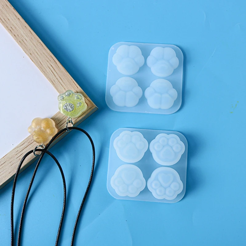 

N58F DIY Зеркало 4-полости Кошачья лапа DIY Форма Серьги ручной работы Силиконовая форма для ушей