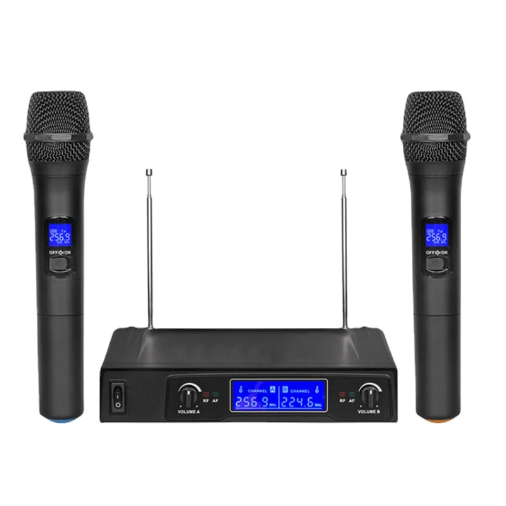 

Беспроводной двухканальный ручной микрофон V3002 VHF для пения, профессиональная беспроводная система для сцены и караоке