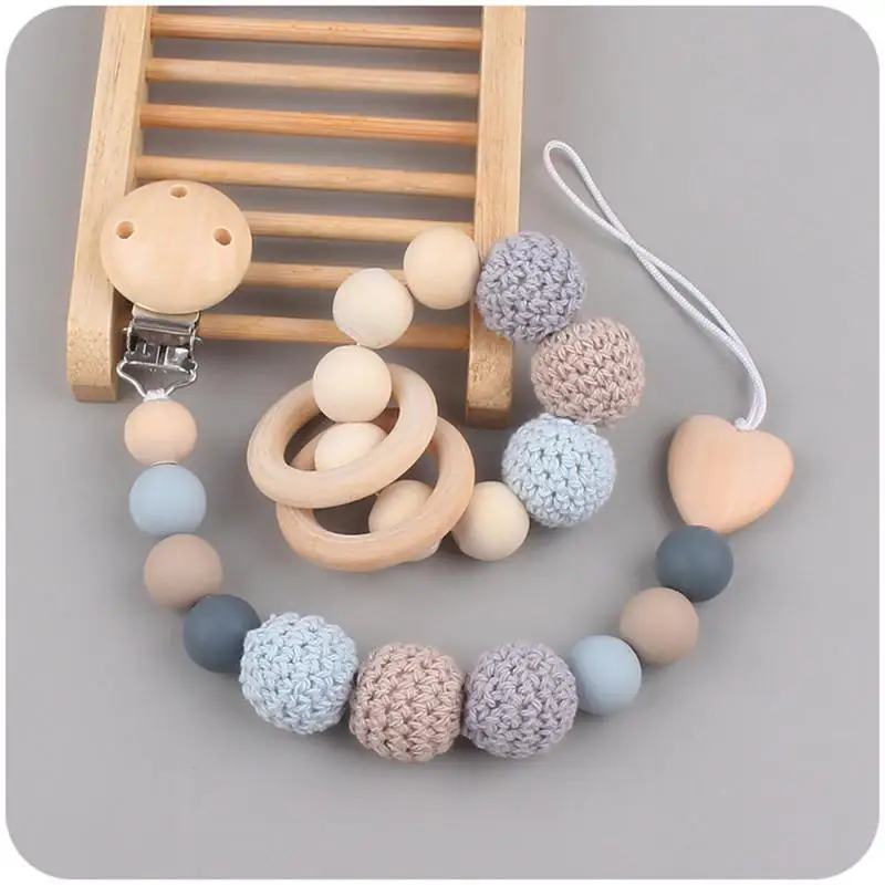 

Beautiful Pacifier Rope Woven Molar Bite Bag Toy Anti Dropping Nipple Chain Pacifier Clips Chains Generous Pacifier Clip