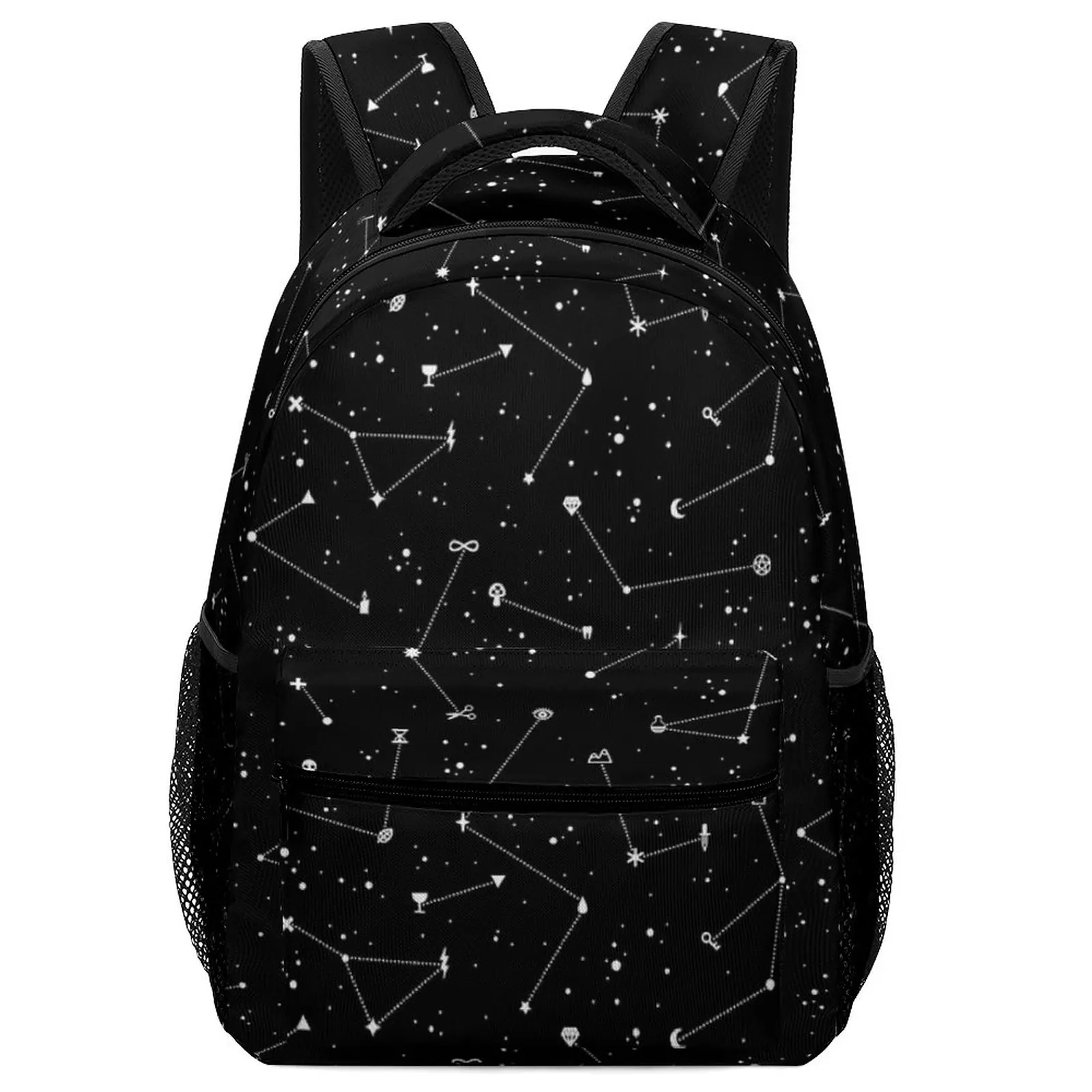 Cartoon Constellations (Black) Art Backpack Ladies for Girls Boys School Bag for Teenagers Black Backpack For Boys