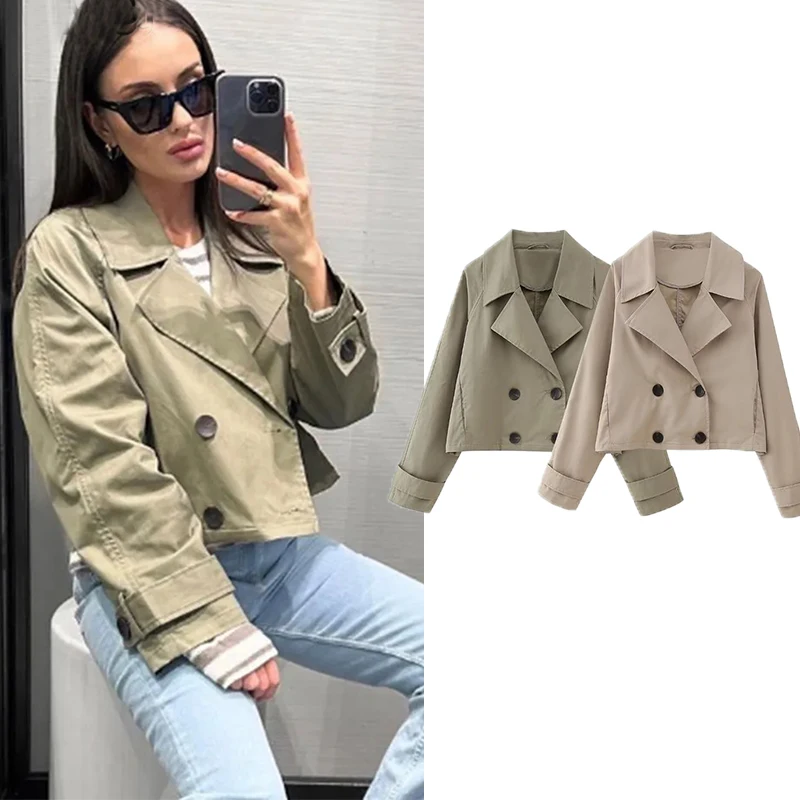 

Куртка женская осенняя с отложным воротником, свободного покроя