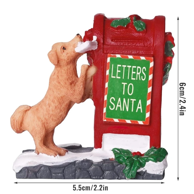 

Рождественское украшение, красный почтовый ящик с маленькой собакой, украшения, Статуэтка из смолы для дома, спальни, ванной комнаты, настол...