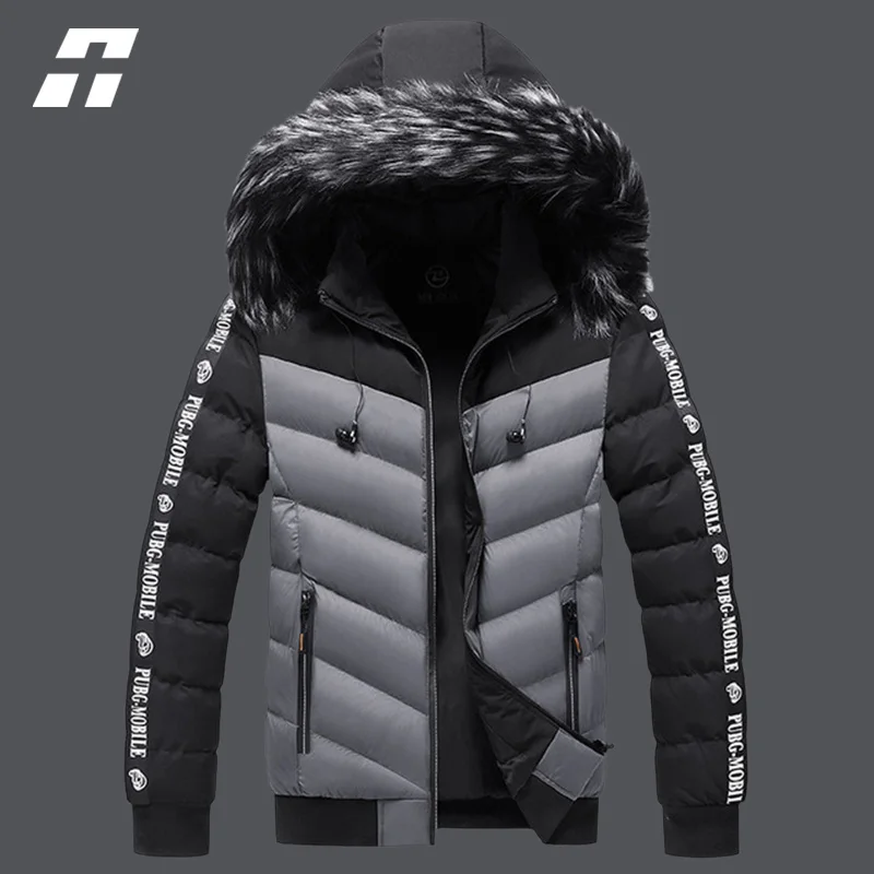 

Winter Jacket Men Fur Collar ded Thick Warm Cotton Outwear Man Patchwork Parka and Coats Windbreaker Parkas Male M-5XL