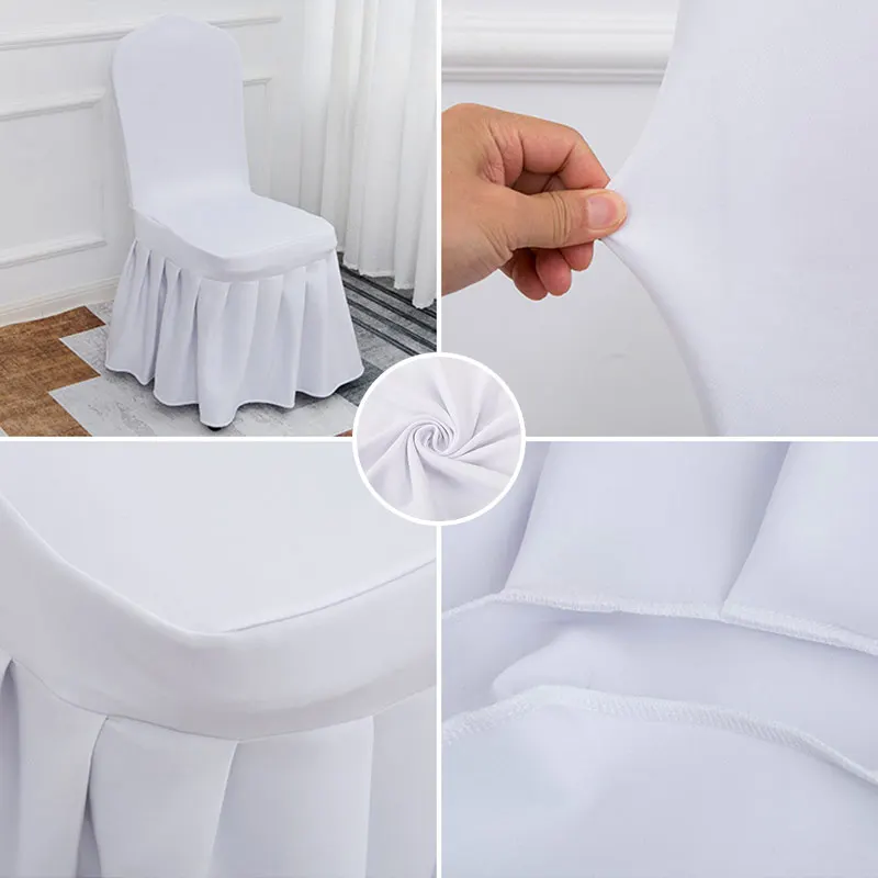 Плиссированная юбка чехлы на стулья из спандекса Искусственные Свадебные